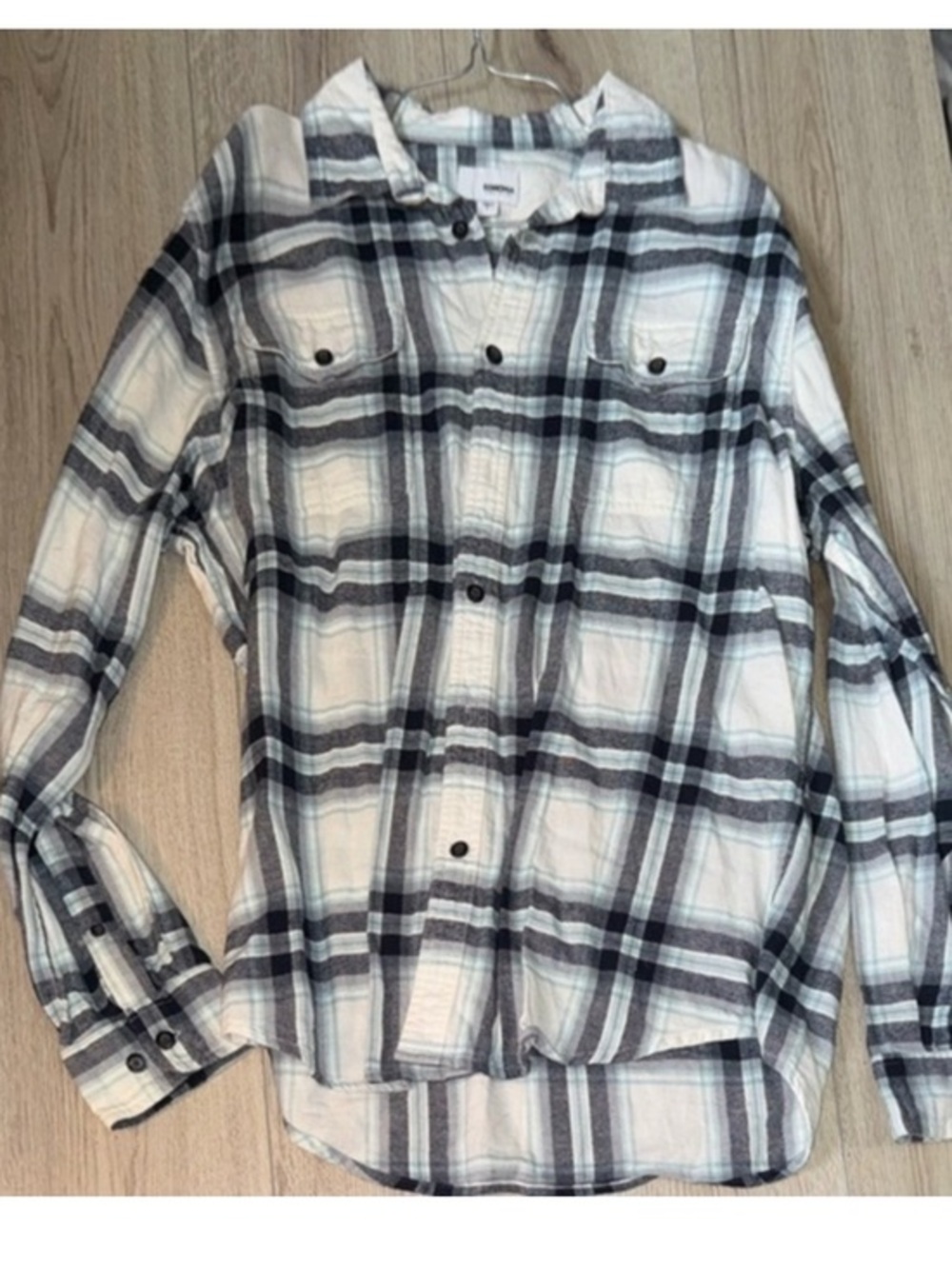 Sonoma White Plaid Button-Down Shirt button up top